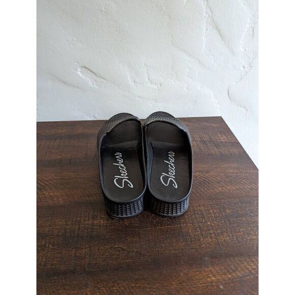 Skechers Plastic Black Waffle Design Open Toe Wedge Sandals Shoes - Size 10 - Picture 4 of 7